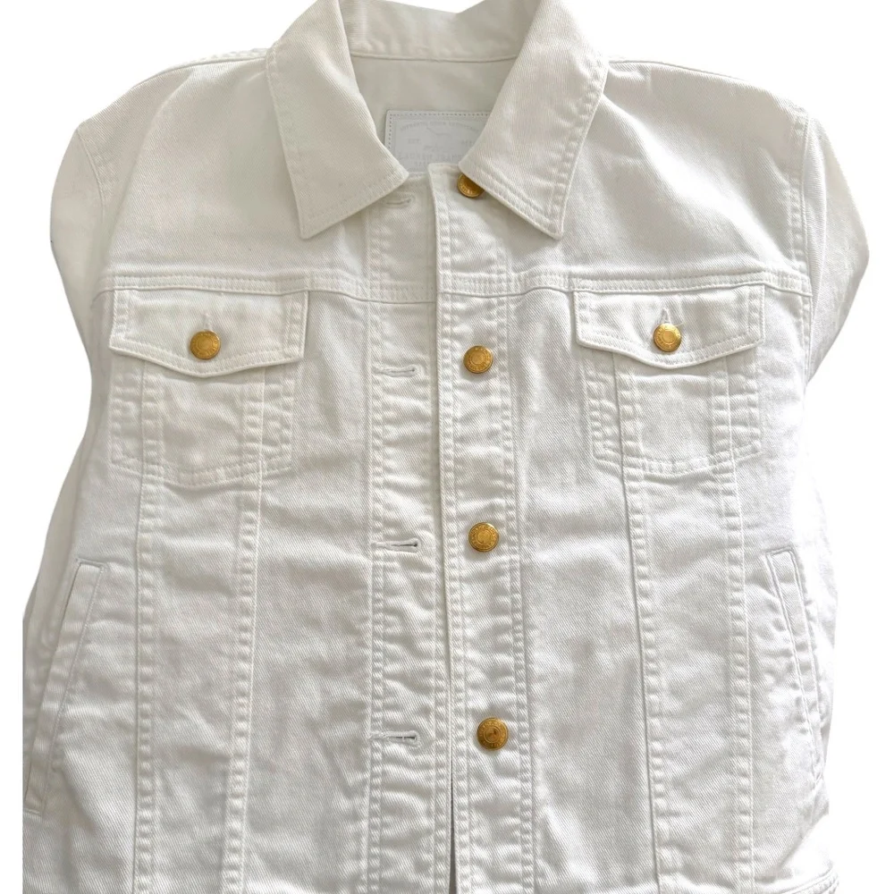 Lauren Jeans Co., Ralph Lauren, White Denim Trucker Jean Jacket  Large - Picture 3 of 9